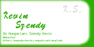 kevin szendy business card